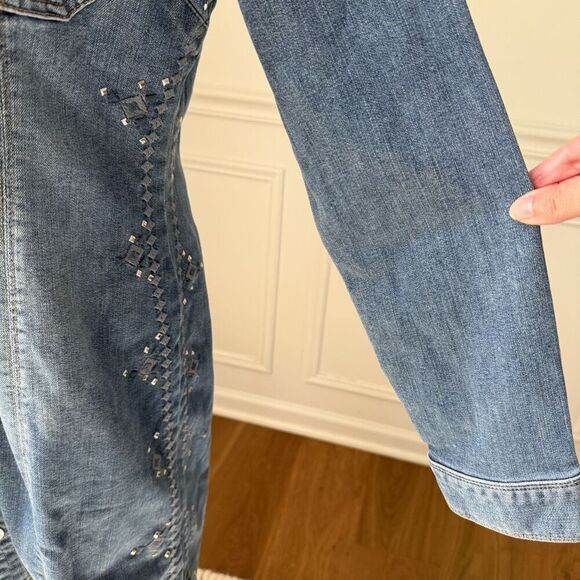 NWT INC INTERNATIONAL CONCEPTS Dungaree Demin Southwestern Embroidered Snap Fron - Picture 6 of 9